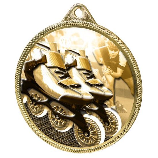 Inline Skating Classic Texture 3D Print Gold Medal