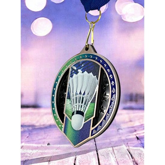 Noir Stainless Steel Badminton Medal
