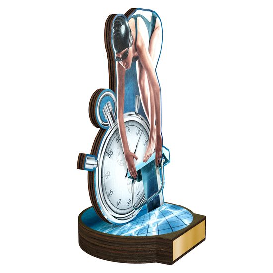 Grove Female Swimmer Real Wood Trophy