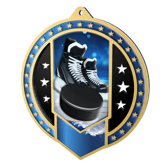 Noir Stainless Steel Ice Hockey Medal
