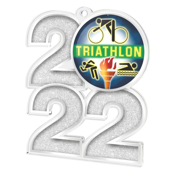 Triathlon 2022 Silver Acrylic Medal