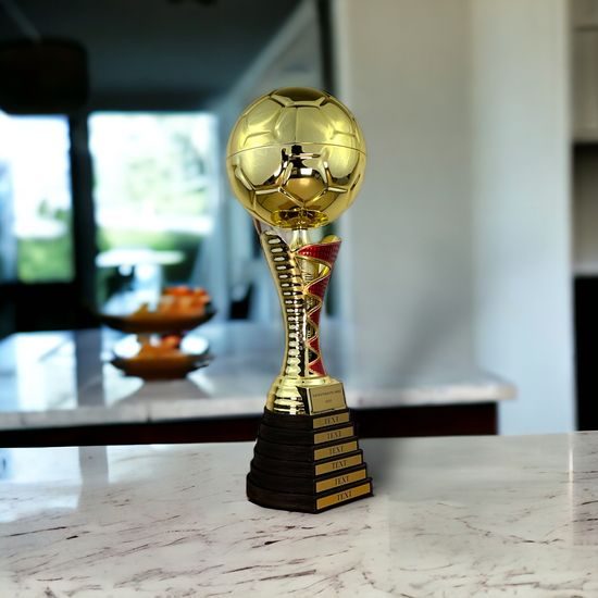 Eminent Gold and Red Soccer Trophy