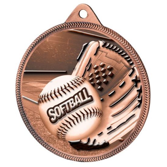 Softball Classic Texture 3D Print Bronze Medal