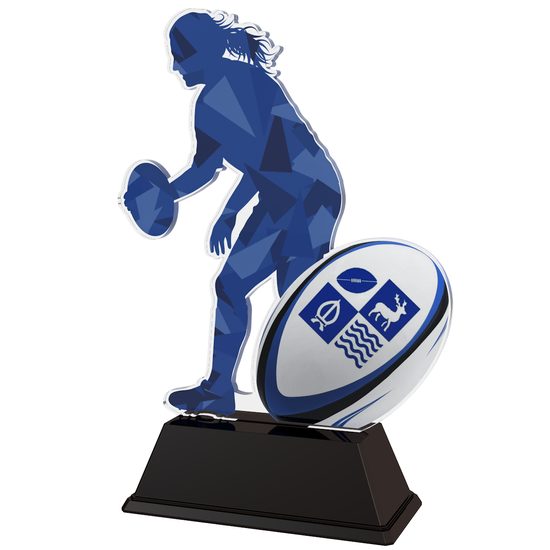 Edison Ladies Rugby Custom Acrylic Logo Trophy