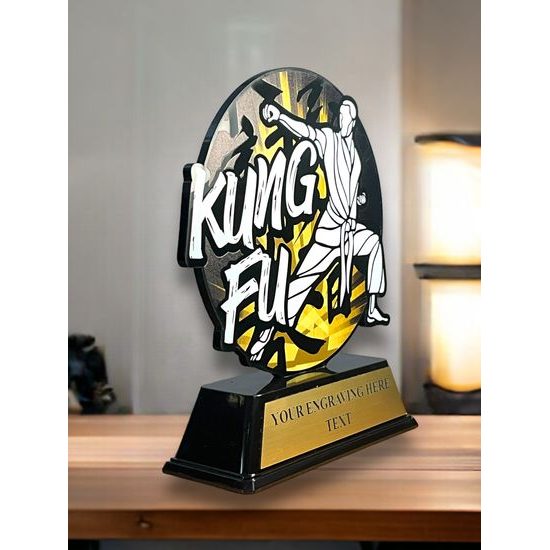 Roswell black acrylic Kung Fu trophy