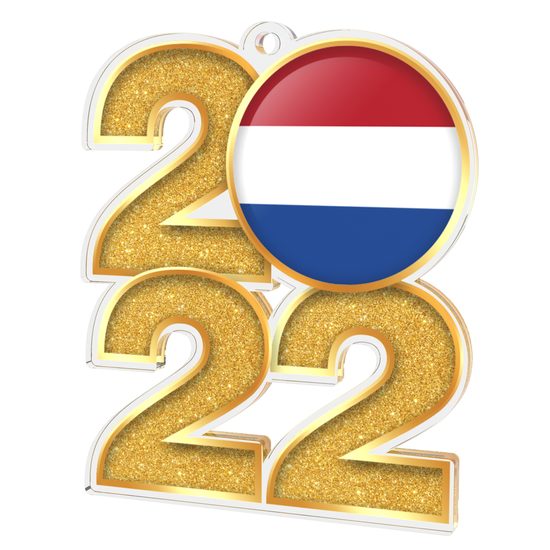 Netherlands Flag Gold Acrylic 2022 Medal