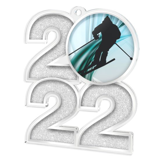 Skiing Silver 2022 Acrylic Medal