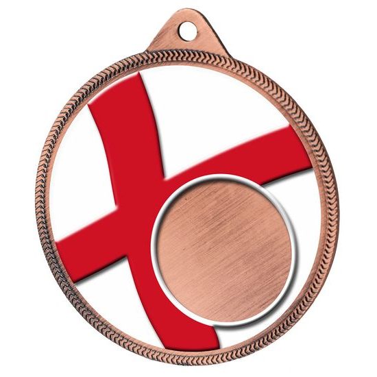 England Flag Logo Insert Bronze 3D Printed Medal