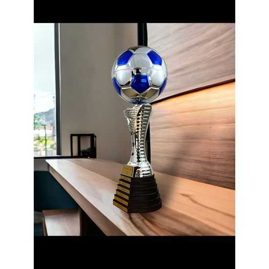 Eminent Silver and Blue Soccer Trophy