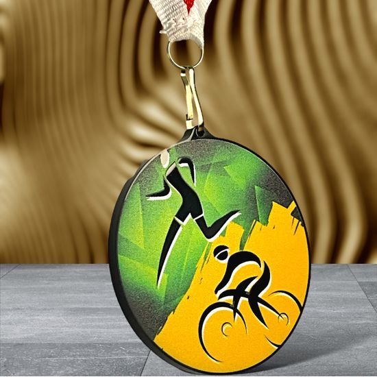 Rincon black acrylic Duathlon medal