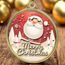 Merry Christmas Santa 3D Texture Print Full Color 2 1/8 Medal - Gold