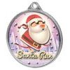 Santa Run (Pink) Christmas 3D Texture Print Full Colour 55mm Medal - Silver