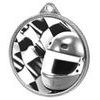 Motorsports Helmet and Flag Classic Texture 3D Print Silver Medal