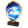 Arden Glitterball Blue Real Wood Shield Trophy