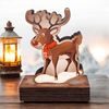 Traditional Reindeer Christmas Real Wood Decoration (75mm)
