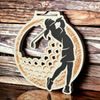 Acacia Female Golfer Bronze Eco Friendly Wooden Medal