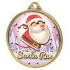 Santa Run (Pink) Christmas 3D Texture Print Full Colour 55mm Medal - Gold