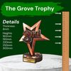 Grove 3rd Place Bronze Star Real Wood Trophy