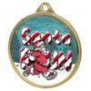 Santa Run (Blue) Christmas 3D Texture Print Full Colour 55mm Medal - Gold