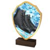Arden Ice Skating Black Boot Real Wood Shield Trophy