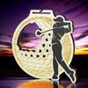 Acacia Male Golfer Gold Eco Friendly Wooden Medal