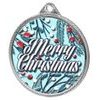 Merry Christmas 3D Texture Print Full Colour 55mm Medal - Silver