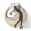 Acacia Female Golfer Bronze Eco Friendly Wooden Medal