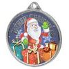Father Christmas 3D Texture Print Full Colour 55mm Medal - Silver