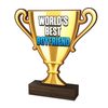 Worlds Best Boyfriend Real Wood Trophy Cup