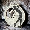 Acacia Female Golfer Silver Eco Friendly Wooden Medal