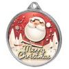 Merry Christmas Santa 3D Texture Print Full Colour 55mm Medal - Silver