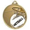 Netball 3D Texture Print Antique Colour 55mm Medal - Gold