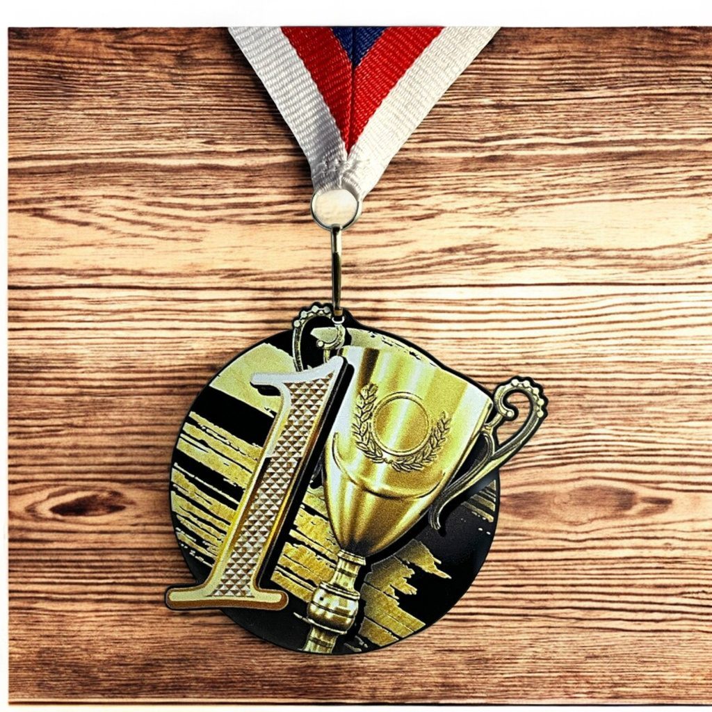 Rincon Gold 1st Place Black Acrylic Medal | Trophy Monster