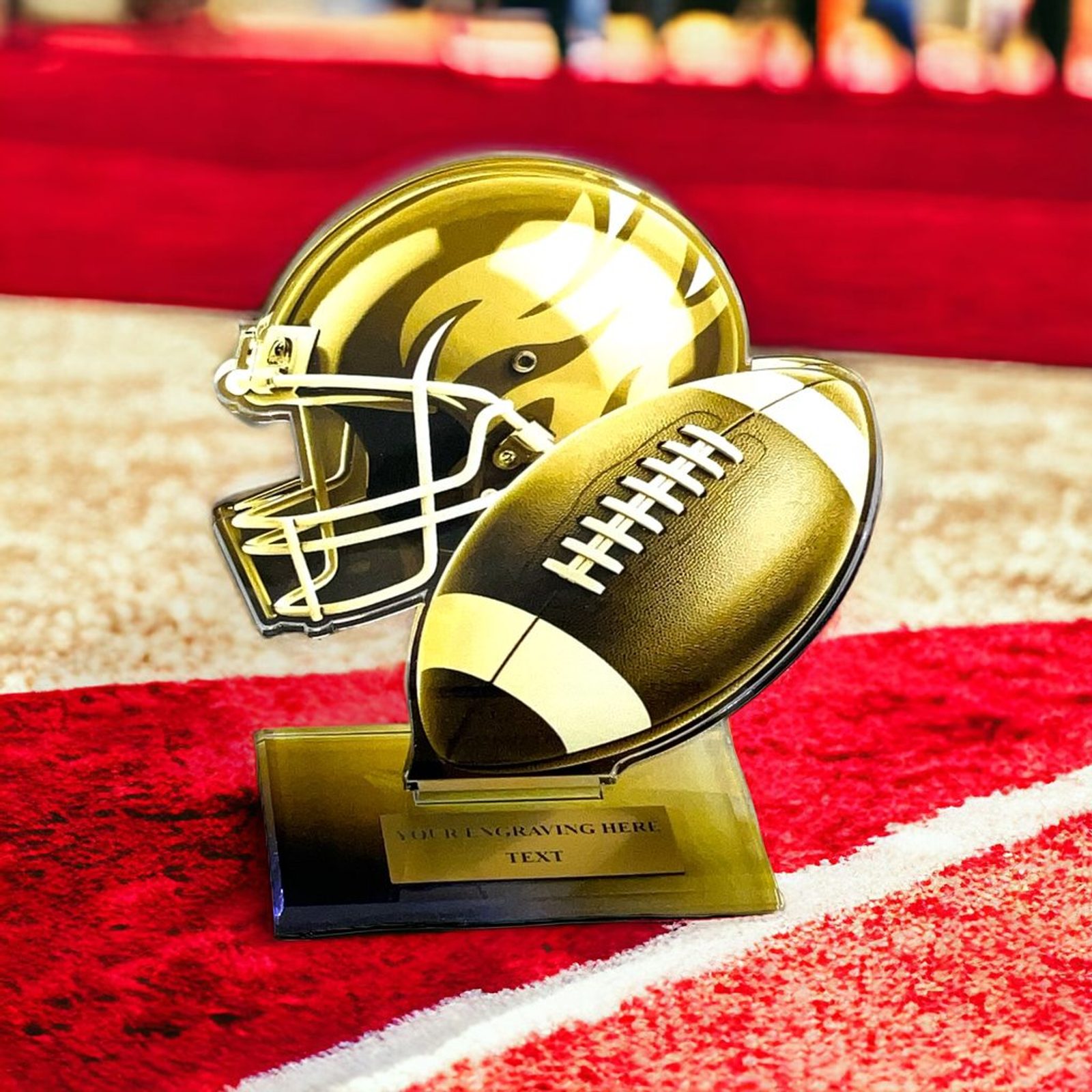 fantasy football helmet trophy I Suck At On Black Base This trophy is more valuable than a dragons hoard and more coveted than a unicorns mane Custom Fantasy Football Trophy -