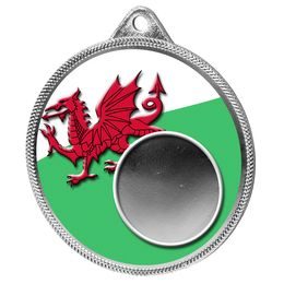 Wales Flag Logo Insert Silver 3D Printed Welsh Medal