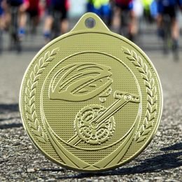 Champion Embossed Cycling Gold Medal