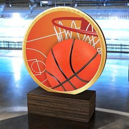 Holt Colour Basketball Real Wood Trophy