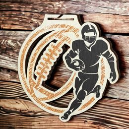 Acacia American Football Bronze Eco Friendly Wooden Medal