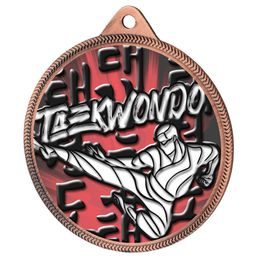 Taekwondo Colour Texture 3D Print Bronze Medal