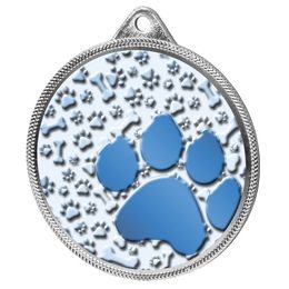 Dog Paw Colour Texture 3D Print Silver Medal