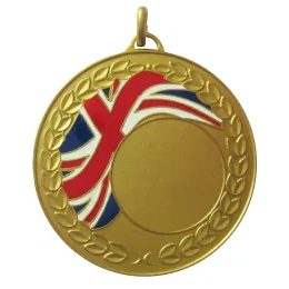 Union Jack Logo Insert Gold Brass Medal