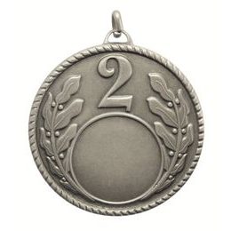 Second Place Laurel Logo Insert Brass Silver Medal
