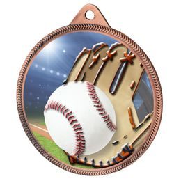 Baseball Colour Texture 3D Print Bronze Medal