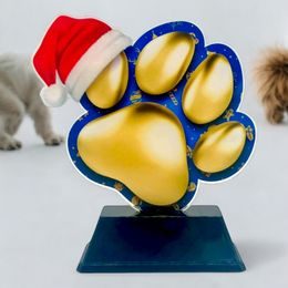 Festive Christmas Blue Dog Paw Trophy