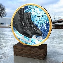 Holt Colour Black Ice Skates Real Wood Trophy