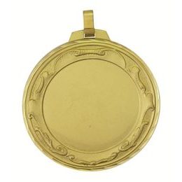 Scroll Logo Insert Diamond Edged Gold Brass Medal