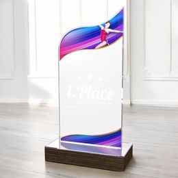 United Female Gymnastics Acrylic Wood Fusion Trophy
