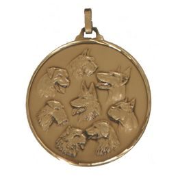 Diamond Edged Multi Dog Head Bronze Medal