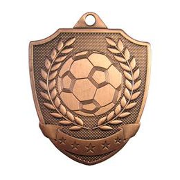 Embossed Football Shield Bronze Medal