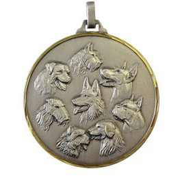 Diamond Edged Multi Dog Head Silver Medal